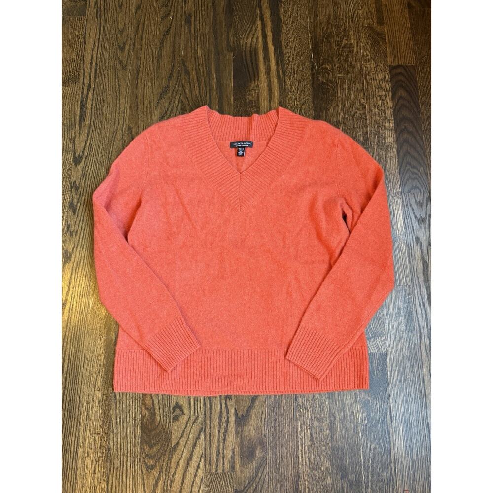 Saks Fifth Avenue Orange V Neck Cashmere Sweater S